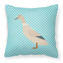 Load image into Gallery viewer, West Harlequin Duck Blue Check Fabric Decorative Pillow BB8032PW1818