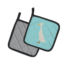 Load image into Gallery viewer, Bali Duck Blue Check Pot Holders - Set of 2 - Heat-Resistant Kitchen Essentials BB8033PTHD