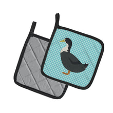 Load image into Gallery viewer, Blue Swedish Duck Blue Check Pot Holders - Set of 2 - Heat-Resistant Kitchen Essentials BB8036PTHD