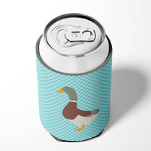Load image into Gallery viewer, Saxony Sachsenente Duck Blue Check Can or Bottle Hugger BB8037CC