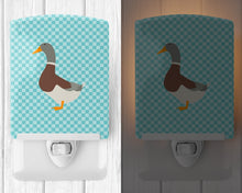 Load image into Gallery viewer, Saxony Sachsenente Duck Blue Check Ceramic Night Light BB8037CNL
