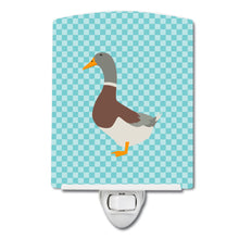 Load image into Gallery viewer, Saxony Sachsenente Duck Blue Check Ceramic Night Light BB8037CNL