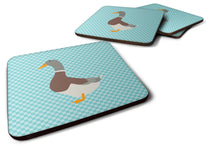 Load image into Gallery viewer, Saxony Sachsenente Duck Blue Check Foam Coaster  BB8037FC