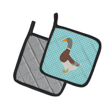 Load image into Gallery viewer, Saxony Sachsenente Duck Blue Check Pot Holders - Set of 2 - Heat-Resistant Kitchen Essentials BB8037PTHD