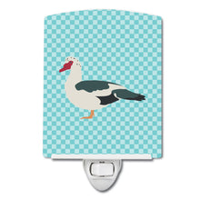 Load image into Gallery viewer, Muscovy Duck Blue Check Ceramic Night Light BB8038CNL