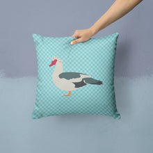 Load image into Gallery viewer, Muscovy Duck Blue Check Throw Pillow - 14x14 Decorative Pillow – Art for Your Home &amp; Patio BB8038PW1414