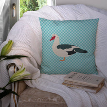 Load image into Gallery viewer, Muscovy Duck Blue Check Throw Pillow - 14x14 Decorative Pillow – Art for Your Home &amp; Patio BB8038PW1414