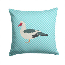 Load image into Gallery viewer, Muscovy Duck Blue Check Throw Pillow - 14x14 Decorative Pillow – Art for Your Home &amp; Patio BB8038PW1414