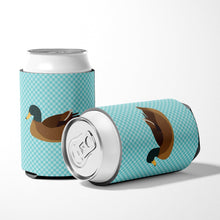 Load image into Gallery viewer, Khaki Campbell Duck Blue Check Can or Bottle Hugger BB8040CC