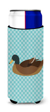 Load image into Gallery viewer, Khaki Campbell Duck Blue Check   Hugger for slim cans