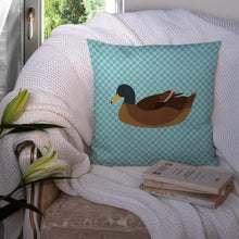 Load image into Gallery viewer, Khaki Campbell Duck Blue Check Throw Pillow - 14x14 Decorative Pillow – Art for Your Home &amp; Patio BB8040PW1414