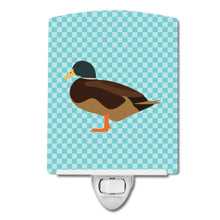 Load image into Gallery viewer, Silver Bantam Duck Blue Check Ceramic Night Light BB8041CNL