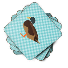 Load image into Gallery viewer, Silver Bantam Duck Blue Check Foam Coaster  BB8041FC