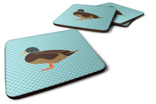 Load image into Gallery viewer, Silver Bantam Duck Blue Check Foam Coaster  BB8041FC