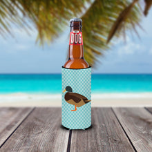 Load image into Gallery viewer, Silver Bantam Duck Blue Check   Hugger for slim cans