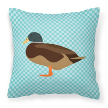 Load image into Gallery viewer, Silver Bantam Duck Blue Check Fabric Decorative Pillow BB8041PW1818
