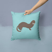 Load image into Gallery viewer, Russian or European Mink Blue Check Throw Pillow - 14x14 Decorative Pillow – Art for Your Home &amp; Patio BB8042PW1414