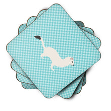 Load image into Gallery viewer, Stoat Short-tailed Weasel Blue Check Foam Coaster  BB8046FC