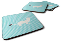 Load image into Gallery viewer, Stoat Short-tailed Weasel Blue Check Foam Coaster  BB8046FC
