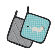 Load image into Gallery viewer, Stoat Short-tailed Weasel Blue Check Pot Holders - Set of 2 - Heat-Resistant Kitchen Essentials BB8046PTHD