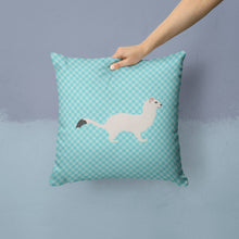 Load image into Gallery viewer, Stoat Short-tailed Weasel Blue Check Throw Pillow - 14x14 Decorative Pillow – Art for Your Home &amp; Patio BB8046PW1414