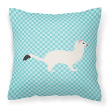 Load image into Gallery viewer, Stoat Short-tailed Weasel Blue Check Fabric Decorative Pillow BB8046PW1818