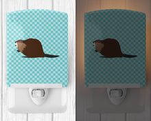 Load image into Gallery viewer, Eurasian Beaver Blue Check Ceramic Night Light BB8047CNL