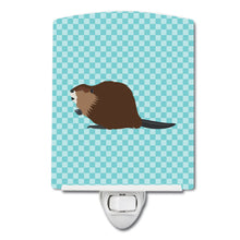 Load image into Gallery viewer, Eurasian Beaver Blue Check Ceramic Night Light BB8047CNL
