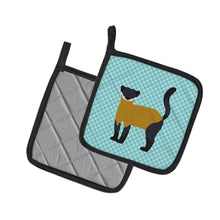 Load image into Gallery viewer, Yellow-Throated Marten Blue Check Pot Holders - Set of 2 - Heat-Resistant Kitchen Essentials BB8048PTHD