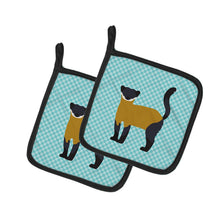 Load image into Gallery viewer, Yellow-Throated Marten Blue Check Pot Holders - Set of 2 - Heat-Resistant Kitchen Essentials BB8048PTHD
