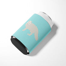 Load image into Gallery viewer, White Arctic Fox Blue Check Can or Bottle Hugger BB8051CC
