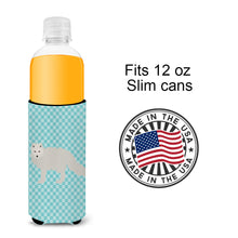 Load image into Gallery viewer, White Arctic Fox Blue Check   Hugger for slim cans