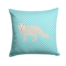 Load image into Gallery viewer, White Arctic Fox Blue Check Throw Pillow - 14x14 Decorative Pillow – Art for Your Home &amp; Patio BB8051PW1414