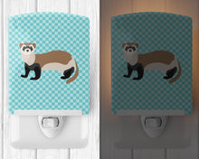 Load image into Gallery viewer, Ferret Blue Check Ceramic Night Light BB8052CNL