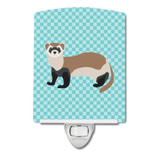 Load image into Gallery viewer, Ferret Blue Check Ceramic Night Light BB8052CNL