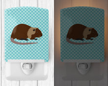 Load image into Gallery viewer, Coypu Nutria River Rat Blue Check Ceramic Night Light BB8053CNL