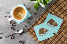 Load image into Gallery viewer, Coypu Nutria River Rat Blue Check Foam Coaster  BB8053FC