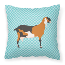 Load image into Gallery viewer, Anglo-nubian Nubian Goat Blue Check Fabric Decorative Pillow BB8057PW1818