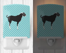 Load image into Gallery viewer, Black Bengal Goat Blue Check Ceramic Night Light BB8058CNL