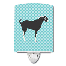 Load image into Gallery viewer, Black Bengal Goat Blue Check Ceramic Night Light BB8058CNL