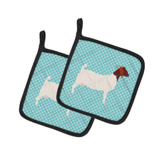 Load image into Gallery viewer, Boer Goat Blue Check Pot Holders - Set of 2 - Heat-Resistant Kitchen Essentials BB8060PTHD