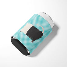 Load image into Gallery viewer, Welsh Black-Necked Goat Blue Check Can or Bottle Hugger BB8061CC