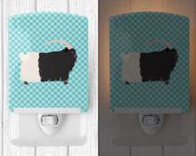 Load image into Gallery viewer, Welsh Black-Necked Goat Blue Check Ceramic Night Light BB8061CNL