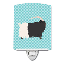 Load image into Gallery viewer, Welsh Black-Necked Goat Blue Check Ceramic Night Light BB8061CNL