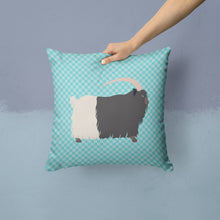 Load image into Gallery viewer, Welsh Black-Necked Goat Blue Check Throw Pillow - 14x14 Decorative Pillow – Art for Your Home &amp; Patio BB8061PW1414