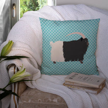 Load image into Gallery viewer, Welsh Black-Necked Goat Blue Check Throw Pillow - 14x14 Decorative Pillow – Art for Your Home &amp; Patio BB8061PW1414