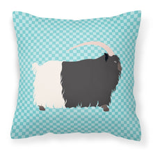 Load image into Gallery viewer, Welsh Black-Necked Goat Blue Check Fabric Decorative Pillow BB8061PW1818