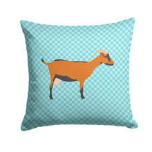 Load image into Gallery viewer, Oberhasli Goat Blue Check Throw Pillow - 14x14 Decorative Pillow – Art for Your Home &amp; Patio BB8062PW1414