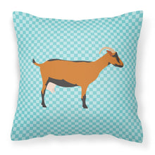 Load image into Gallery viewer, Oberhasli Goat Blue Check Fabric Decorative Pillow BB8062PW1818