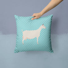 Load image into Gallery viewer, Saanen Goat Blue Check Throw Pillow - 14x14 Decorative Pillow – Art for Your Home &amp; Patio BB8063PW1414